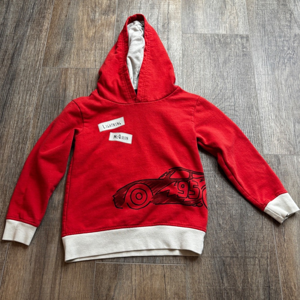 Disney Pixar Cars Lightning McQueen Red Pullover Hoodie Boys Size 4T, Racing